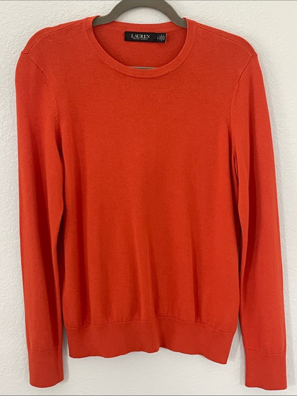 Lauren Ralph Lauren Women’s L Orange Cotton Modal Crewneck Sweater